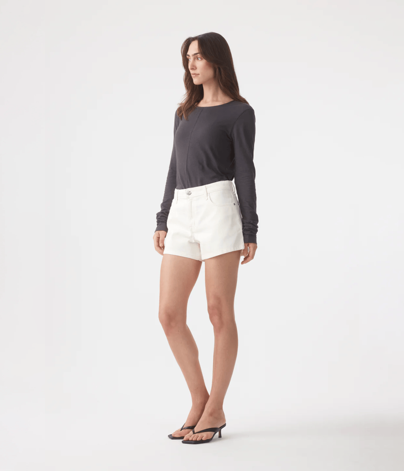 EBONY HIGH FLARE SHORT | OUTLAND DENIM | BONE OUTLAND DENIM EBONY HIGH FLARE SHORT