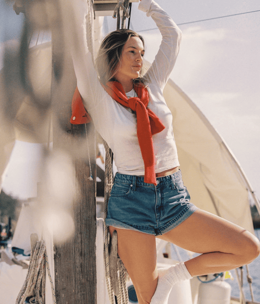 EBONY HIGH FLARE SHORT | OUTLAND DENIM OUTLAND DENIM EBONY HIGH FLARE SHORT