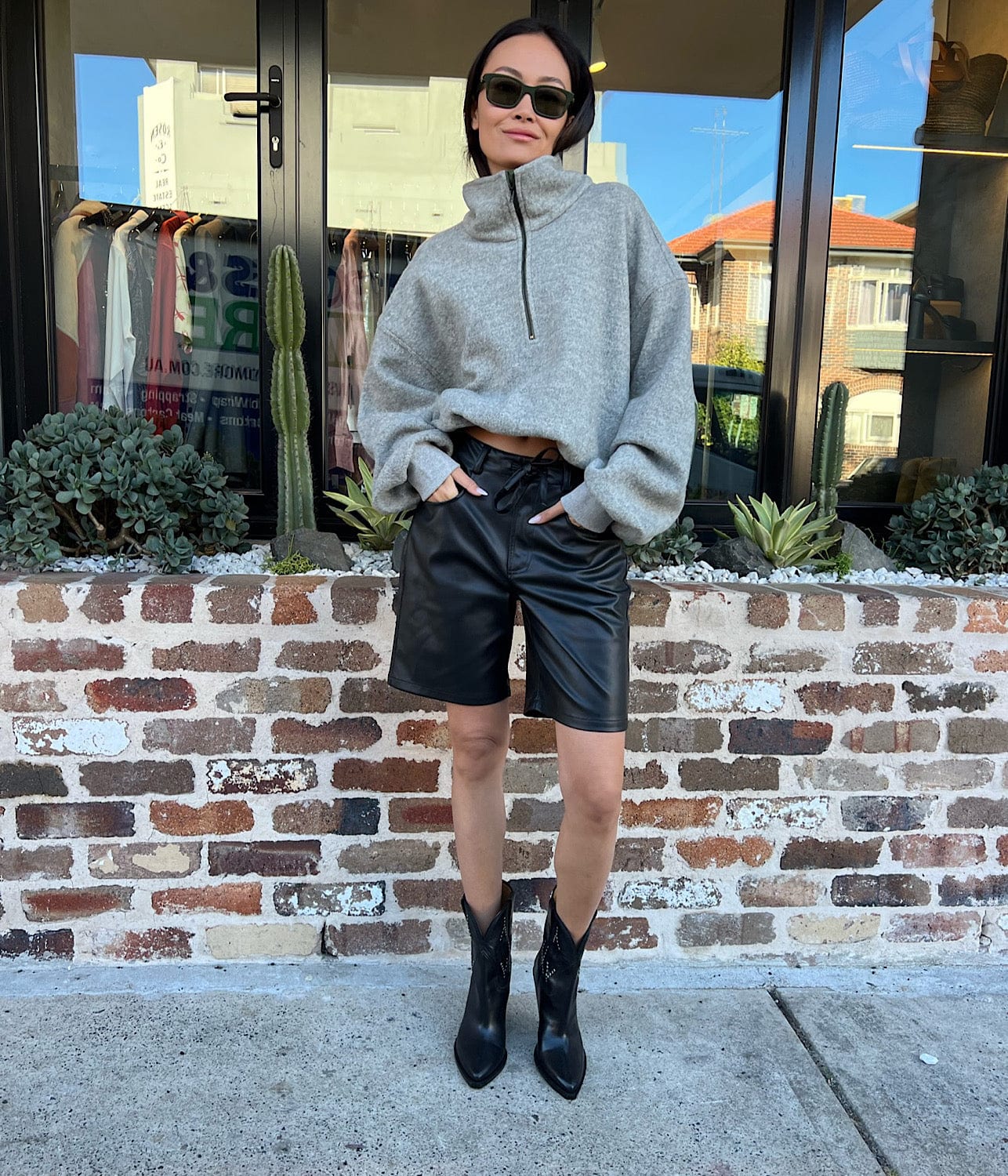 FAUX LEATHER SHORTS- BLACK | PROENZA SCHOULER WHITE LABEL |  PROENZA SCHOULER WHITE LABEL FAUX LEATHER SHORTS- BLACK