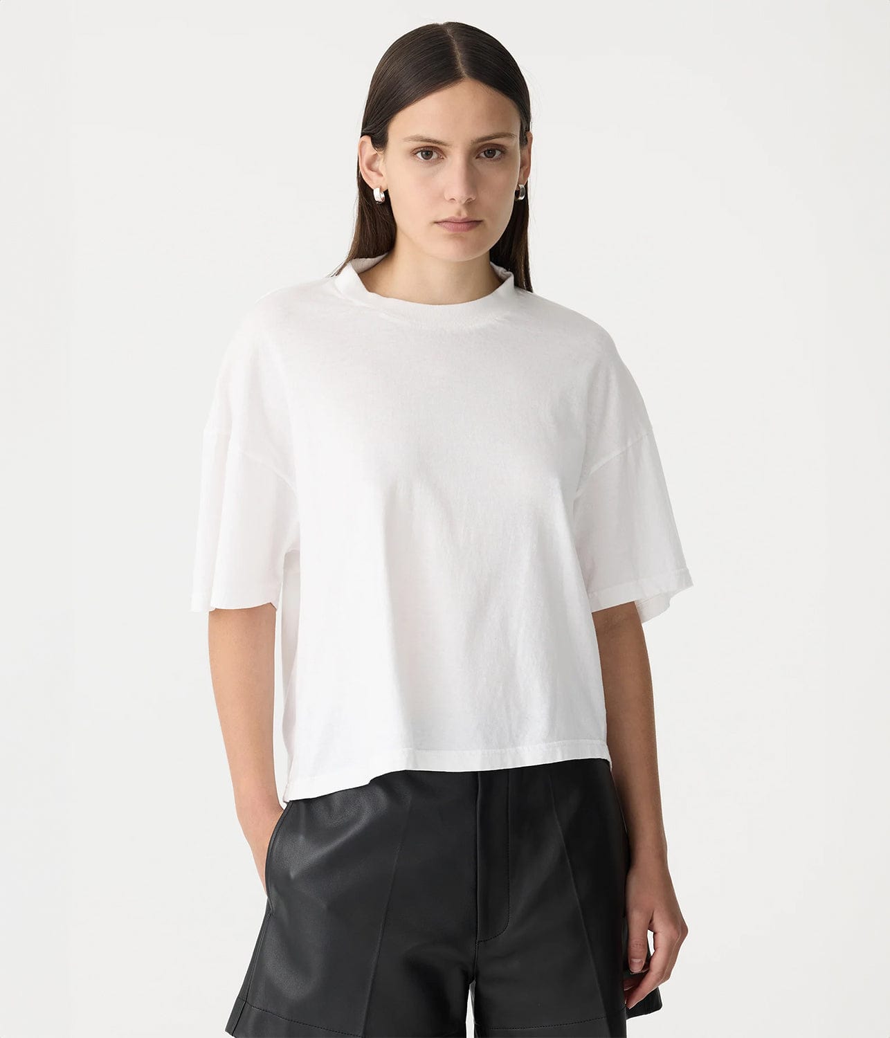 FLOATY NECK BOXY TEE- WHITE | BASSIKE |  BASSIKE FLOATY NECK BOXY TEE- WHITE