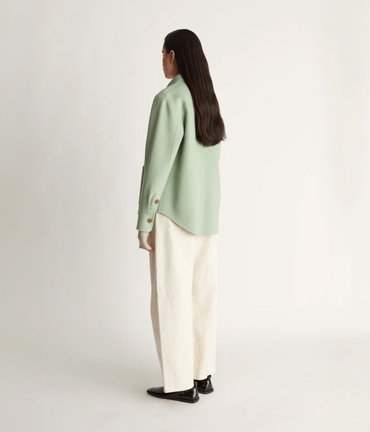 FLORENTINE CASHMERE SHIRT JACKET- SEAFOAM | LEE MATHEWS | LEE MATHEWS FLORENTINE CASHMERE SHIRT JACKET- SEAFOAM