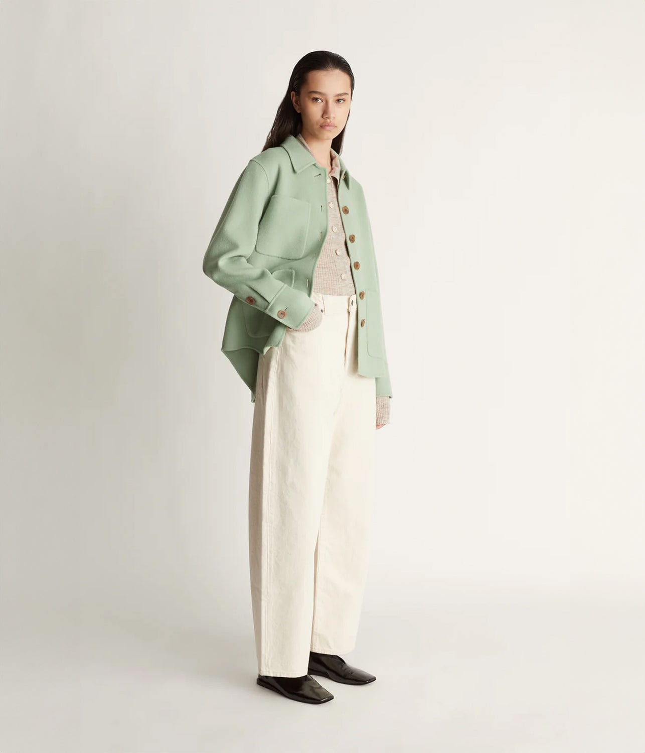 FLORENTINE CASHMERE SHIRT JACKET- SEAFOAM | LEE MATHEWS | LEE MATHEWS FLORENTINE CASHMERE SHIRT JACKET- SEAFOAM