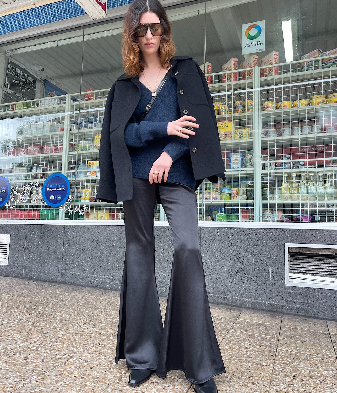 GABRIEL SILK FLARE PANT- BLACK | COURTNEY ZHENG |  COURTNEY ZHENG GABRIEL SILK FLARE PANT- BLACK