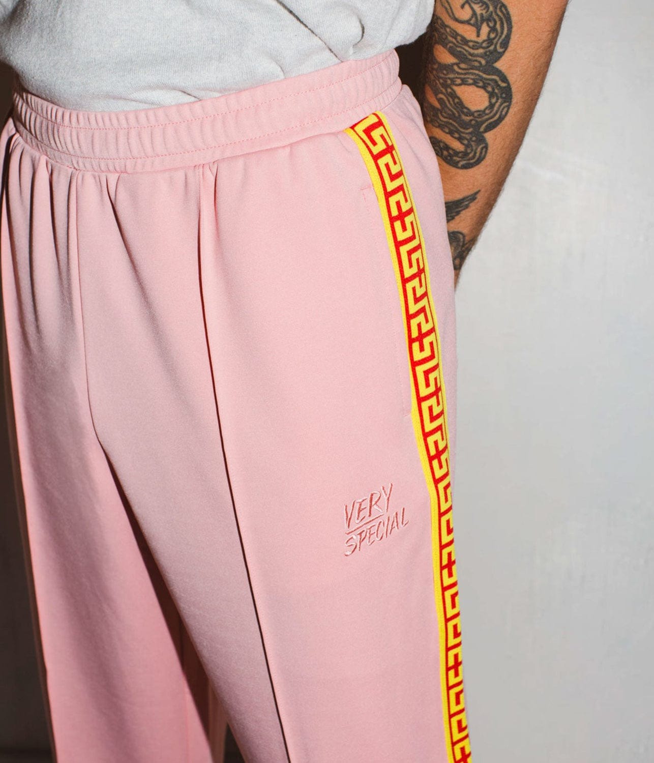 GEO TRACK PANT - PINK | SOMETHING VERY SPECIAL |  SOMETHING VERY SPECIAL GEO TRACK PANT - PINK