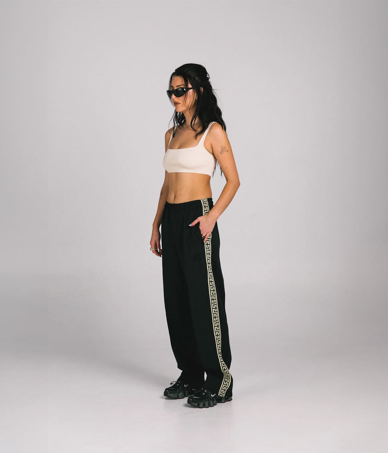 GEO TRACK PANTS- BLACK | SOMETHING VERY SPECIAL |  SOMETHING VERY SPECIAL GEO TRACK PANTS- BLACK