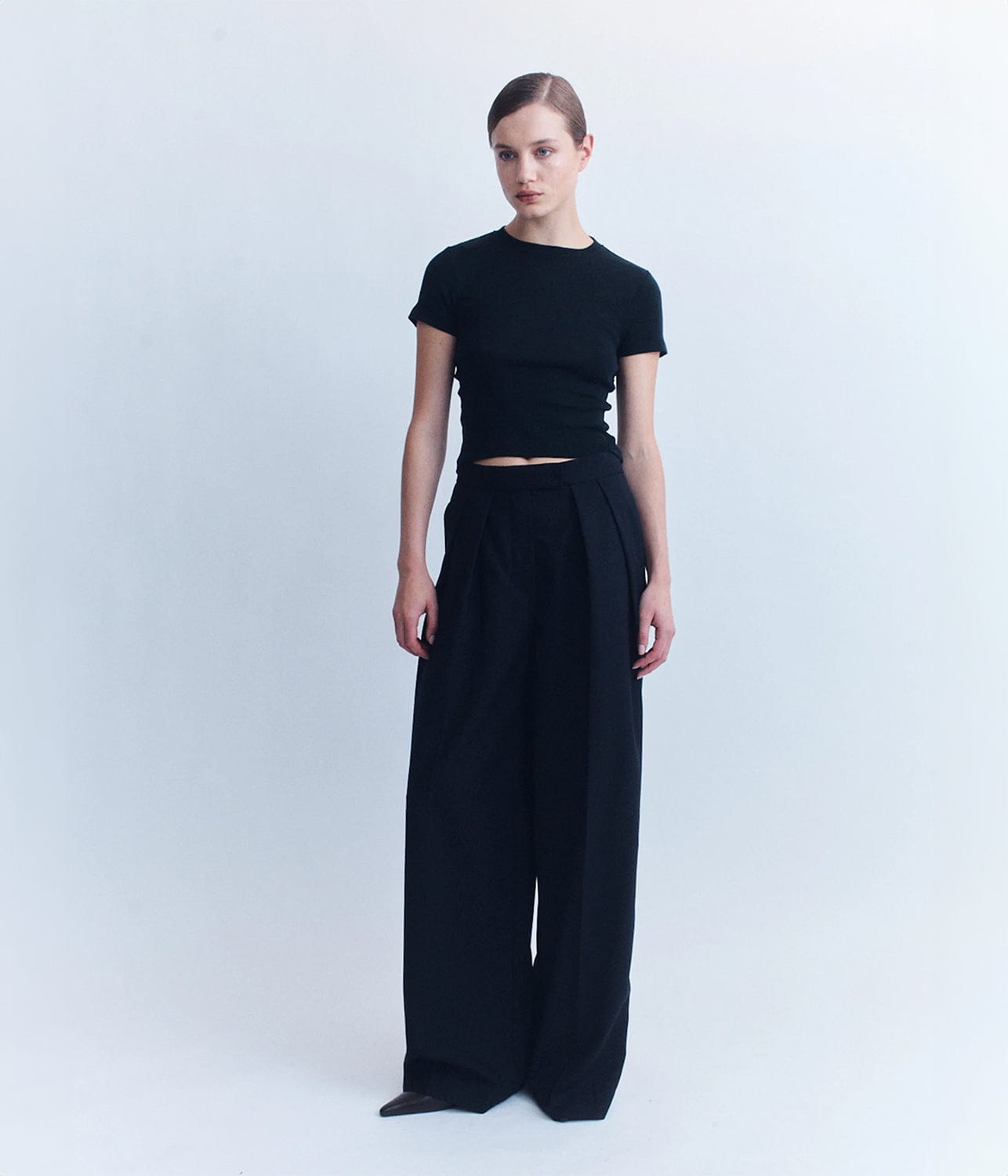 GEORG DOUBLE PLEAT WIDE PANT- NAVY | COURTNEY ZHENG |  COURTNEY ZHENG GEORG PLEAT PANT- NAVY