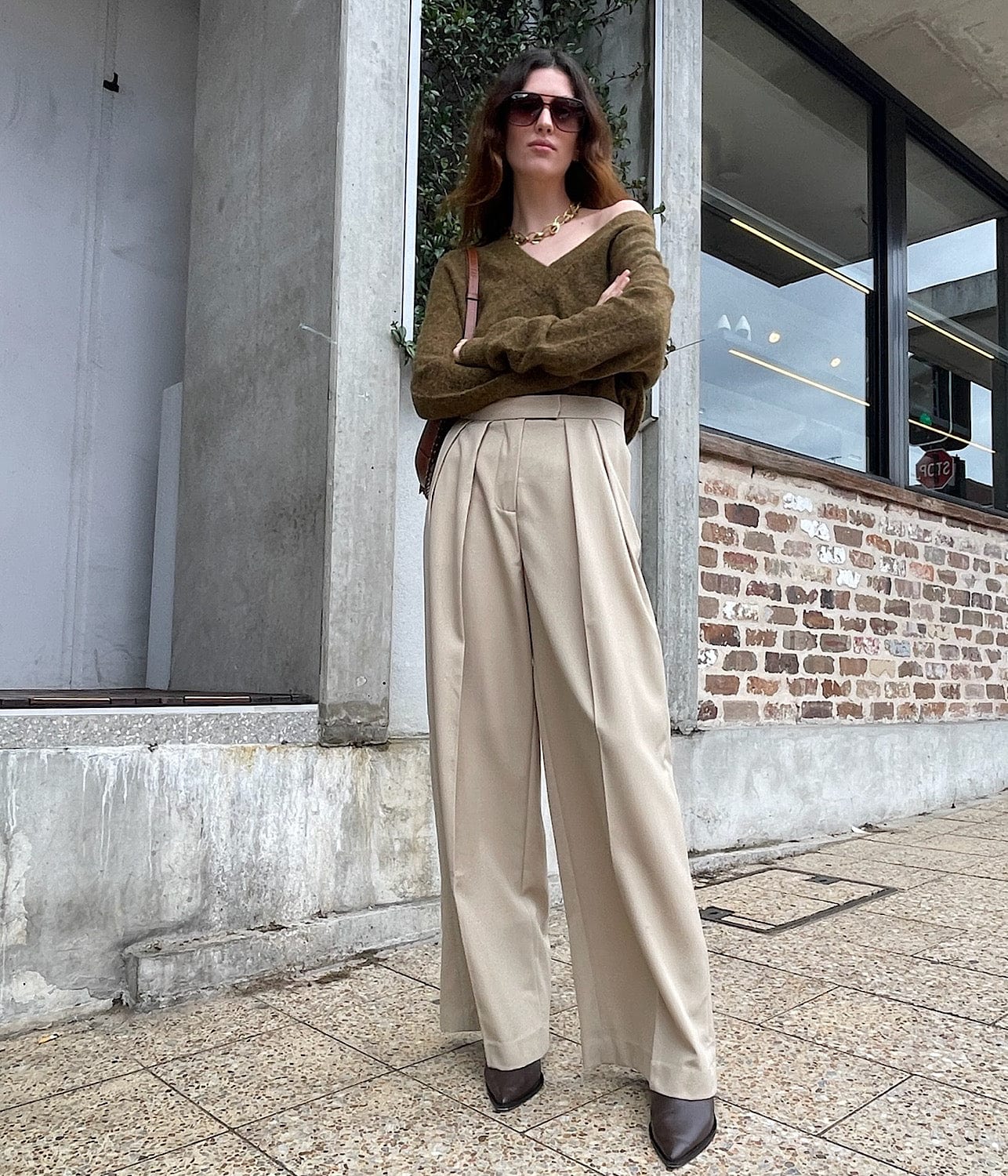 GEORG DOUBLE PLEAT WIDE PANT- SAND | courtney zheng  COURTNEY ZHENG GEORG PLEAT PANT- SAND