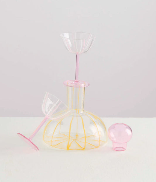 GRAND SOLEIL DECANTER- CLEAR/YELLOW/PINK | MAISON BALZAC |  MAISON BALZAC GRAND SOLEIL DECANTER- CLEAR/YELLOW/PINK