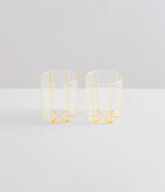 GRAND SOLEIL GOBLETS- CLEAR/YELLOW/WHITE | MAISON BALZAC |  MAISON BALZAC GRAND SOLEIL GOBLETS- CLEAR/YELLOW/WHITE