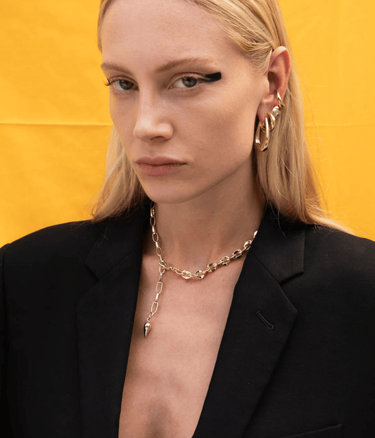 HAMMERED LONG HOOPS | F + H STUDIOS  F+H STUDIOS HAMMERED LONG HOOPS