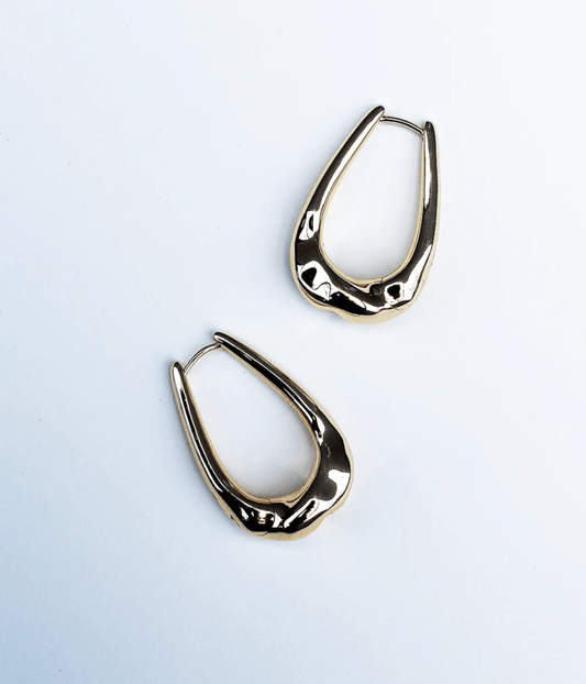 HAMMERED LONG HOOPS | F + H STUDIOS  F+H STUDIOS HAMMERED LONG HOOPS