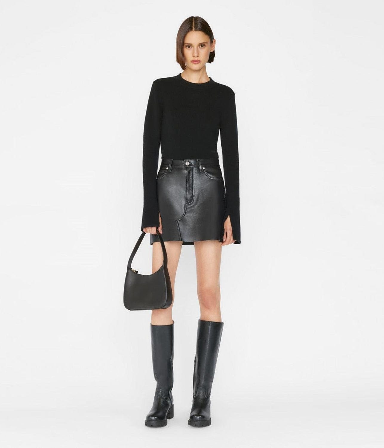 HIGH 'N' TIGHT LEATHER SKIRT- BLACK | FRAME | FRAME HIGH 'N' TIGHT LEATHER SKIRT- BLACK