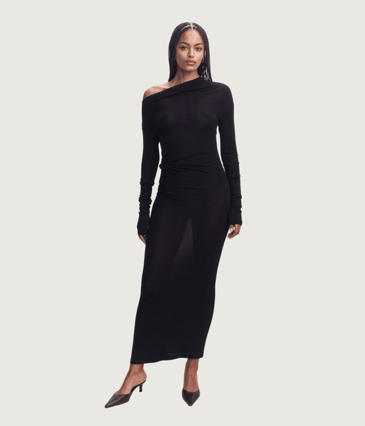 ILEANA MERINO LONG SLEEVE DRESS | COURTNEY ZHENG COURTNEY ZHENG ILEANA MERINO LONG SLEEVE DRESS | BLACK