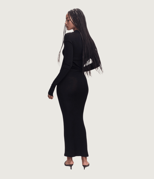 ILEANA MERINO LONG SLEEVE DRESS | COURTNEY ZHENG COURTNEY ZHENG ILEANA MERINO LONG SLEEVE DRESS | BLACK