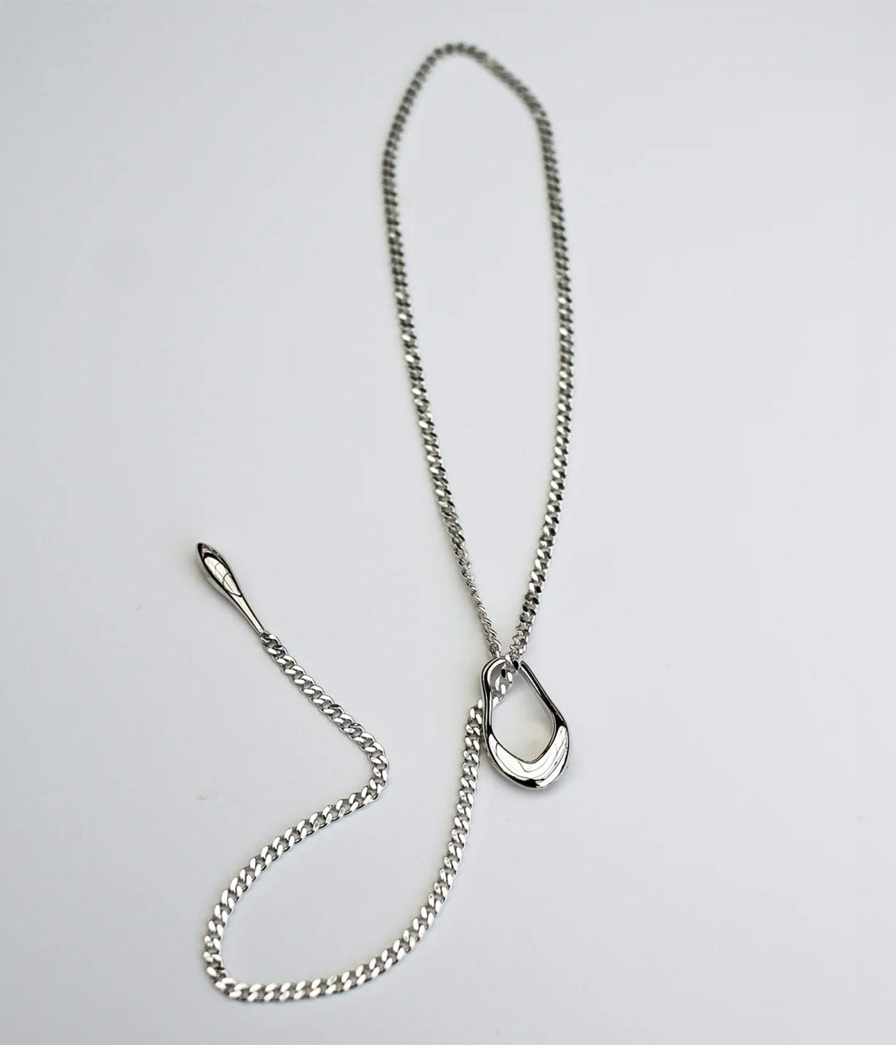 LARIAT ORGANIC NECKLACE- SILVER | F+H |  F+H LARIAT ORGANIC NECKLACE- SILVER