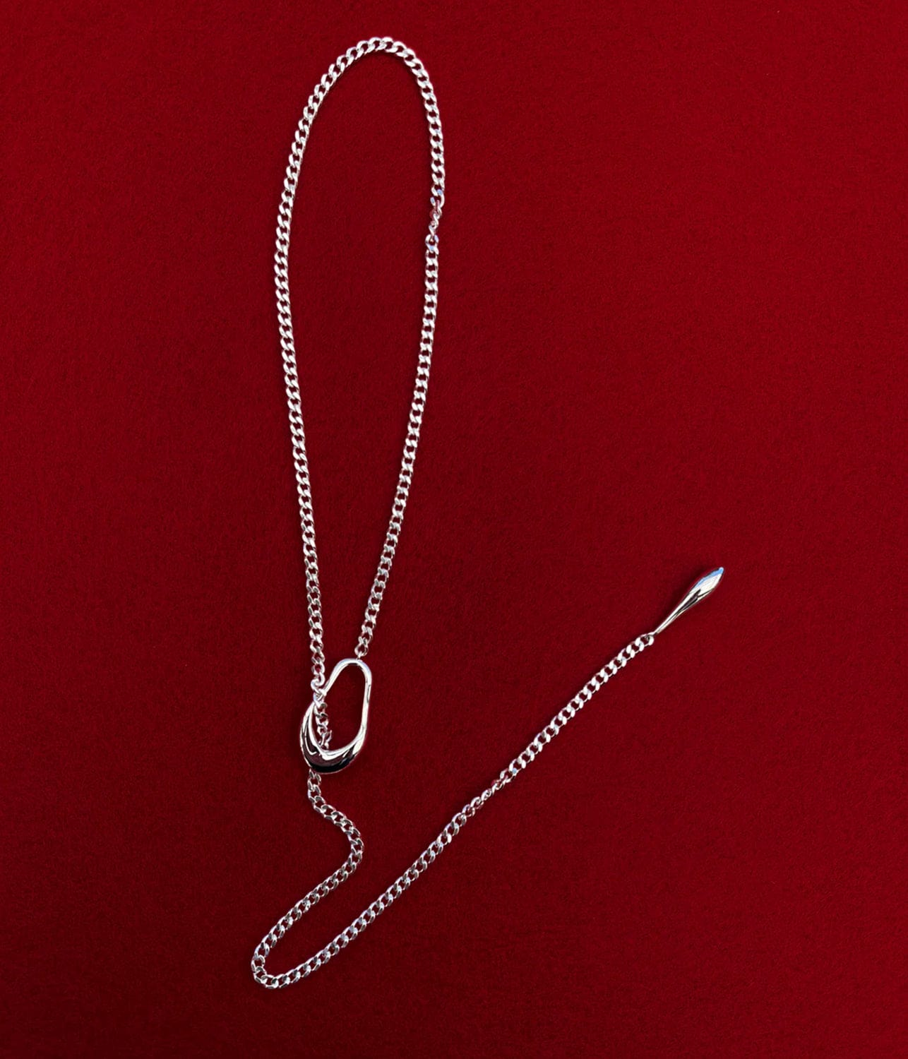 LARIAT ORGANIC NECKLACE- SILVER | F+H |  F+H LARIAT ORGANIC NECKLACE- SILVER