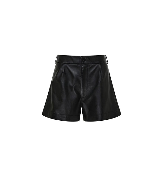 LEATHER MINI SHORT- BLACK | BASSIKE |  BASSIKE LEATHER MINI SHORT- BLACK