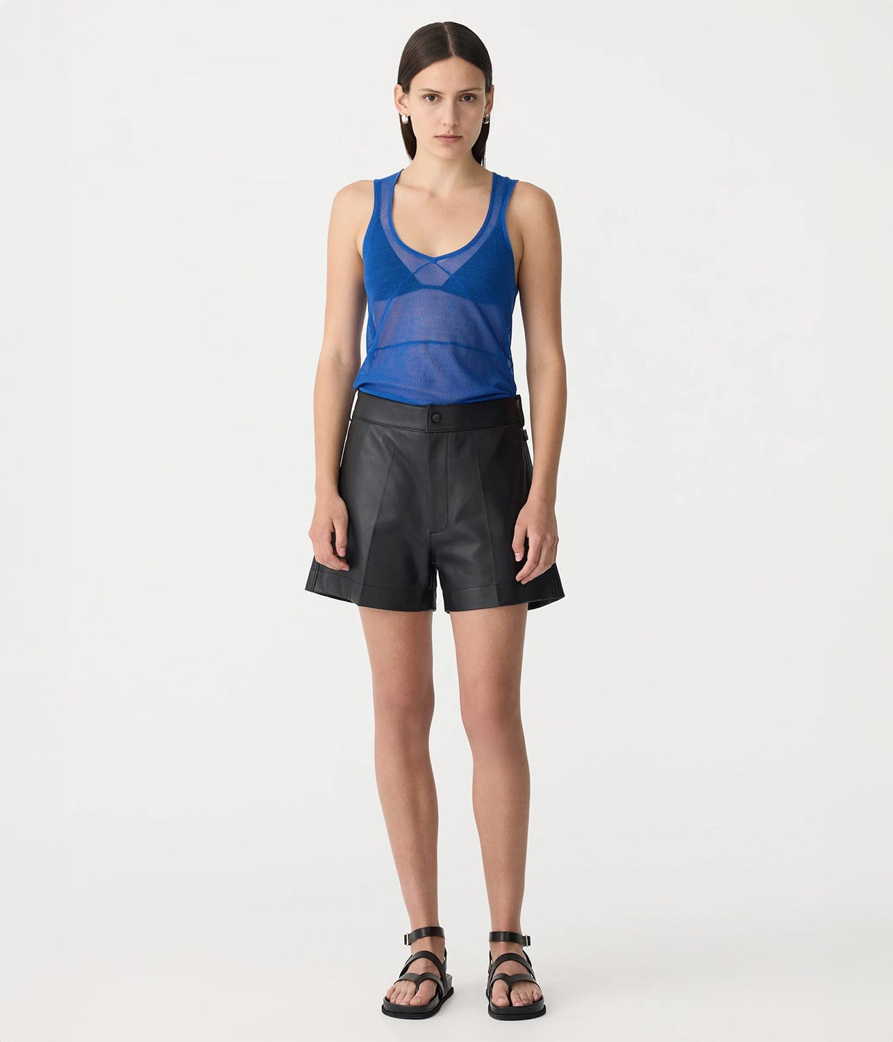 LEATHER MINI SHORT- BLACK | BASSIKE |  BASSIKE LEATHER MINI SHORT- BLACK