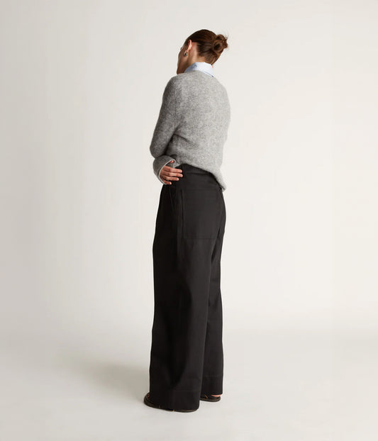 LM DENIM PLEAT PANT- BLACK