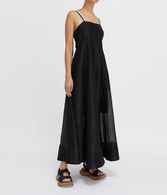 LILLIAN APRON DRESS- BLACK | LEE MATHEWS | LEE MATHEWS LILLIAN APRON DRESS- BLACK