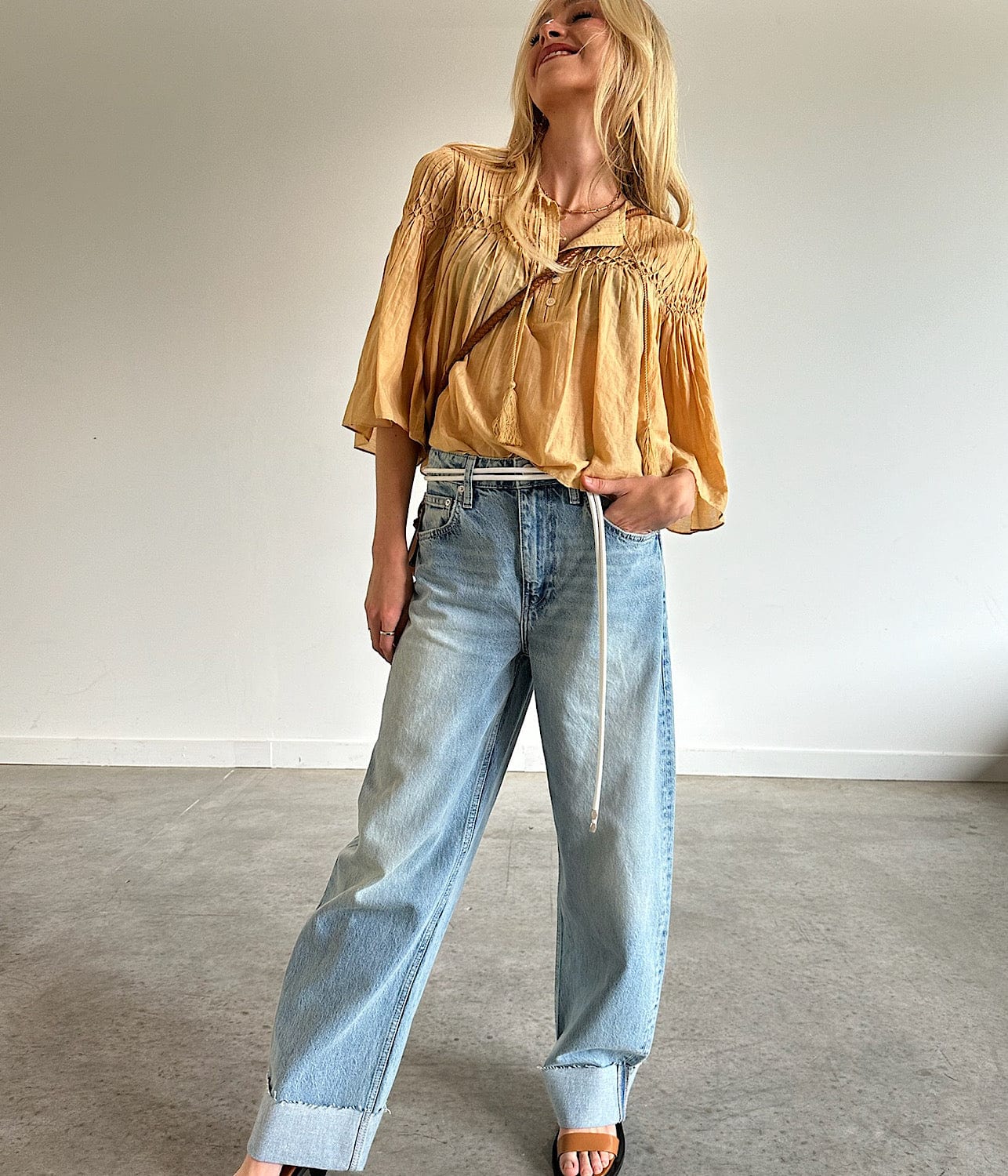 LONG BARREL RAW CUFF JEAN- RHODE | FRAME |  FRAME LONG BARREL RAW CUFF- RHODE