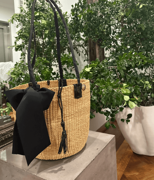 LONG HANDLE BASKET | BLACK | CASA CATINELLA  CASA CATINELLA LONG HANDLE BASKET | BLACK