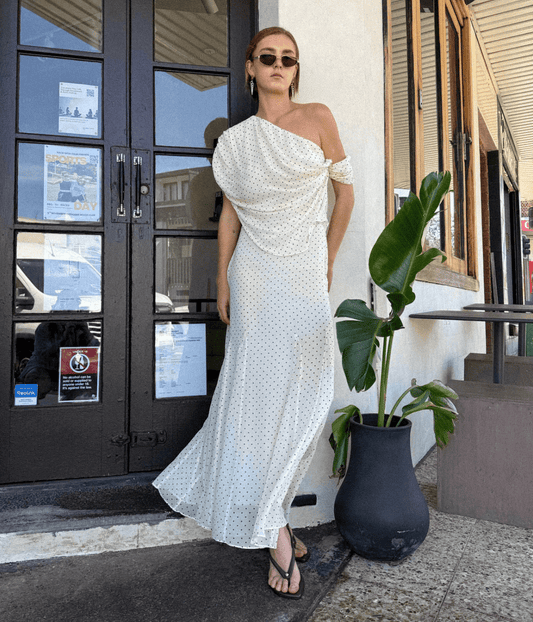 LUCILLE DRESS | HARRIS TAPPER | CREAM POKA HARRIS TAPPER LUCILLE DRESS