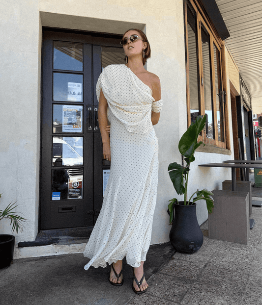 LUCILLE DRESS | HARRIS TAPPER | CREAM POKA HARRIS TAPPER LUCILLE DRESS