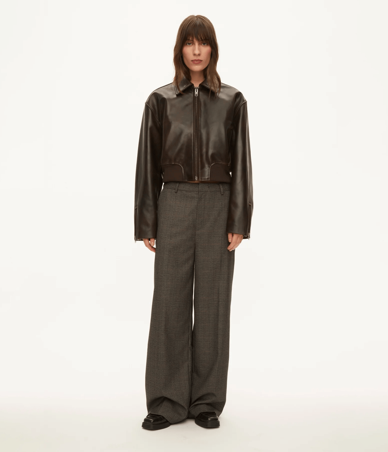 MARILYN LEATHER BOMBER | OVAL SQUARE FOR ARTISTS ONLY MARILYN LEATHER BOMBER