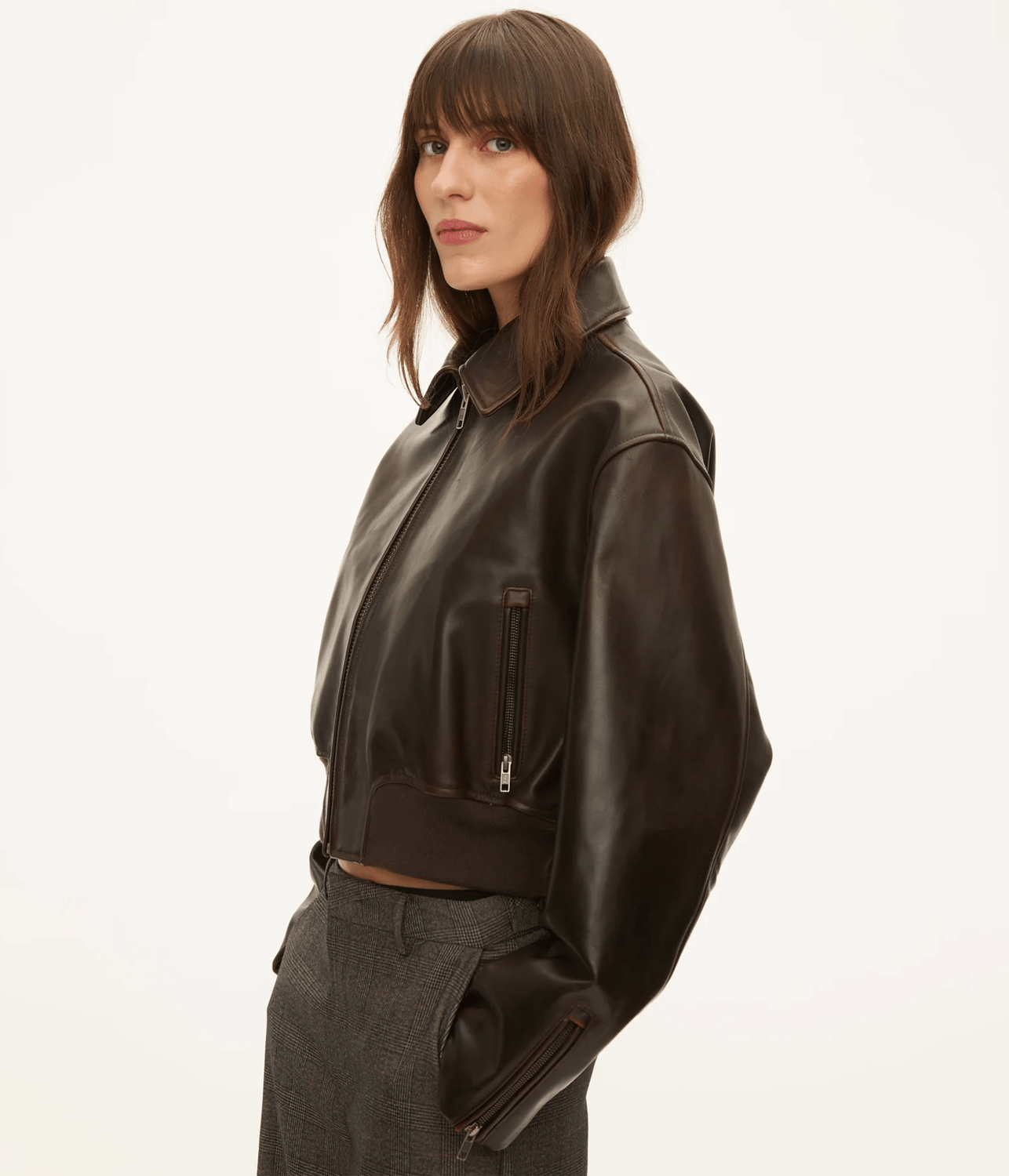 MARILYN LEATHER BOMBER | OVAL SQUARE FOR ARTISTS ONLY MARILYN LEATHER BOMBER