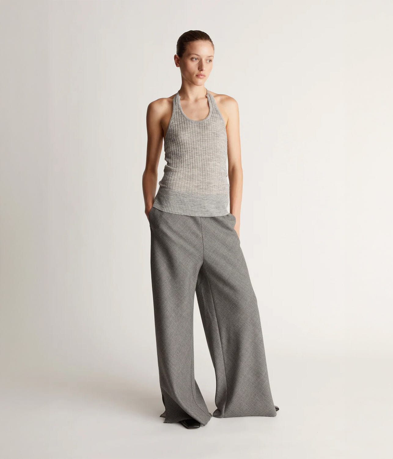 MILA HALTER TOP- GREY | LEE MATHEWS |  LEE MATHEWS MILA HALTER TOP- GREY