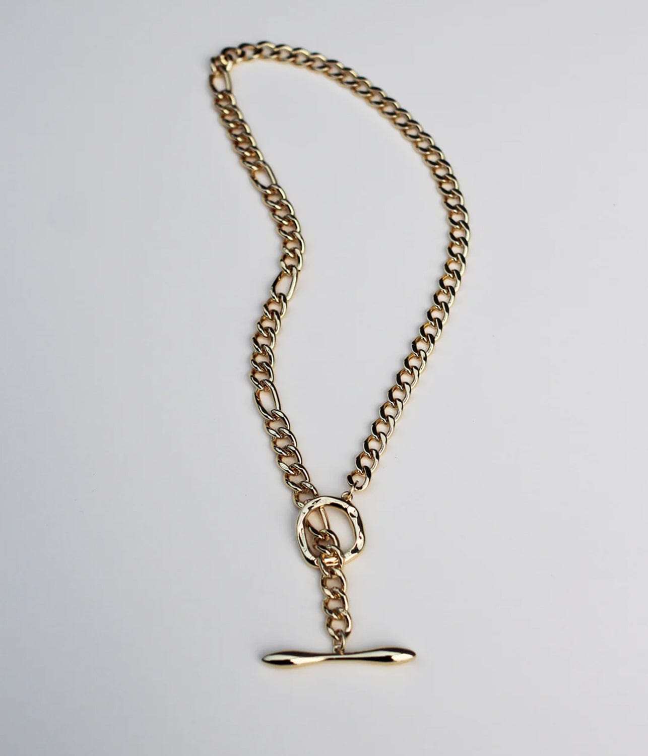 MIXED FOB CHAIN NECKLACE- GOLD | F+H |  F+H MIXED FOB CHAIN NECKLACE- GOLD