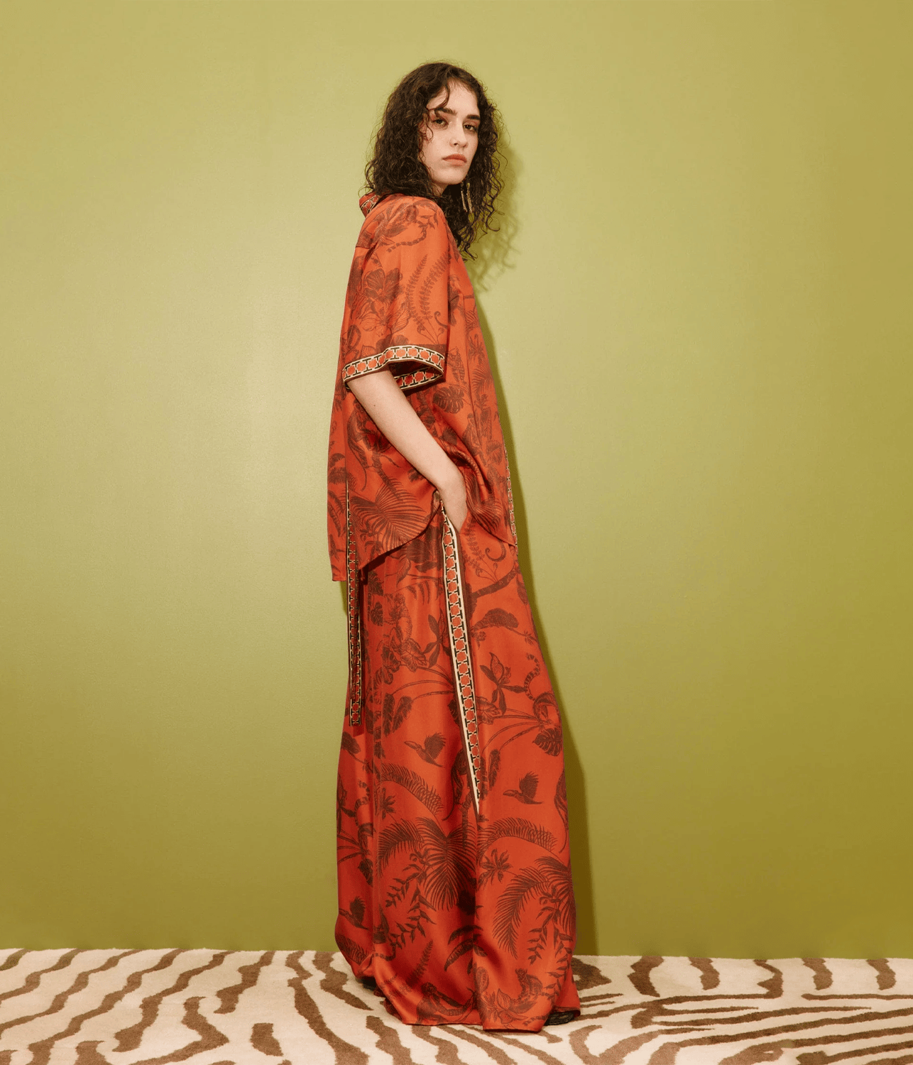 MONKEY DANCE SILK PALAZZO | ALEMAIS  ALEMAIS MONKEY DANCE SILK PALAZZO