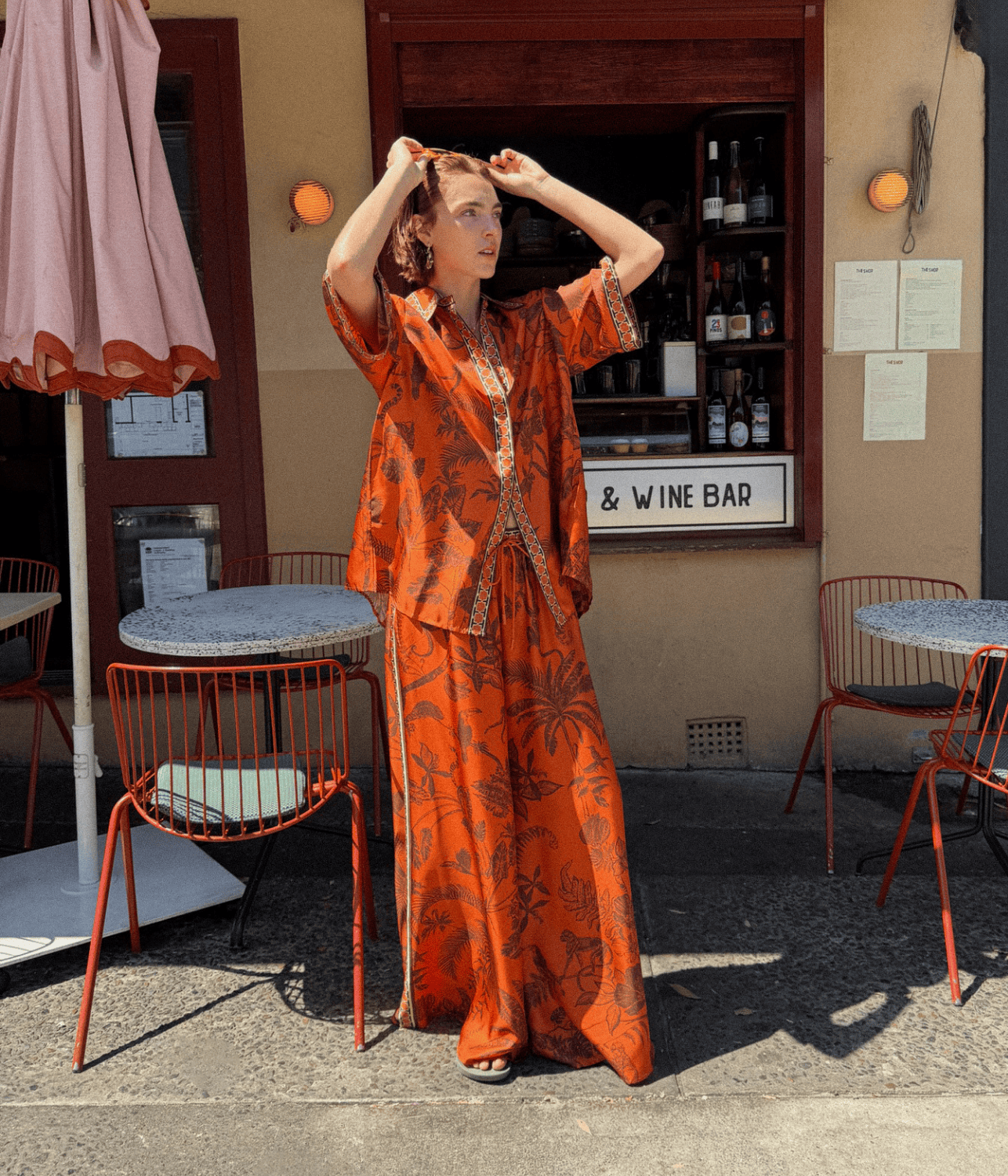 MONKEY DANCE SILK PALAZZO | ALEMAIS  ALEMAIS MONKEY DANCE SILK PALAZZO