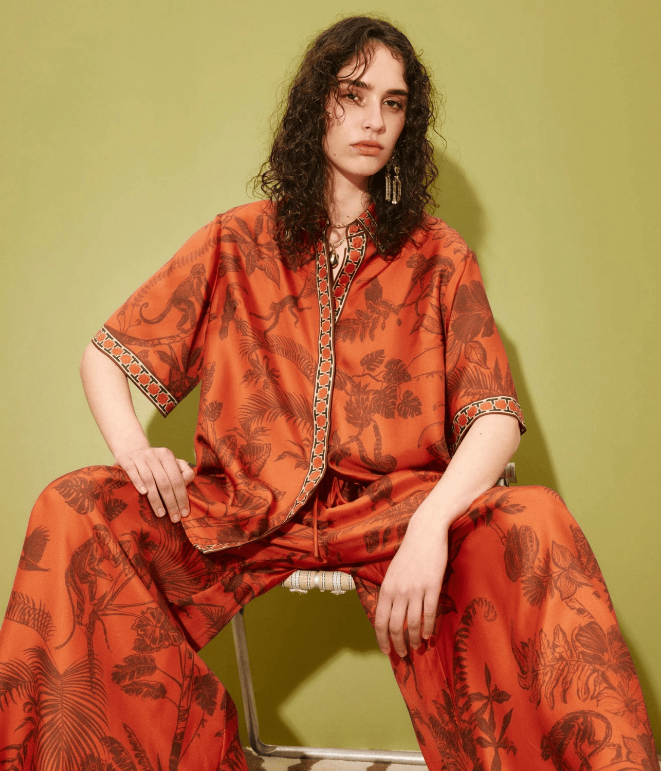 MONKEY DANCE SILK SHIRT | ALEMAIS ALEMAIS MONKEY DANCE SILK SHIRT