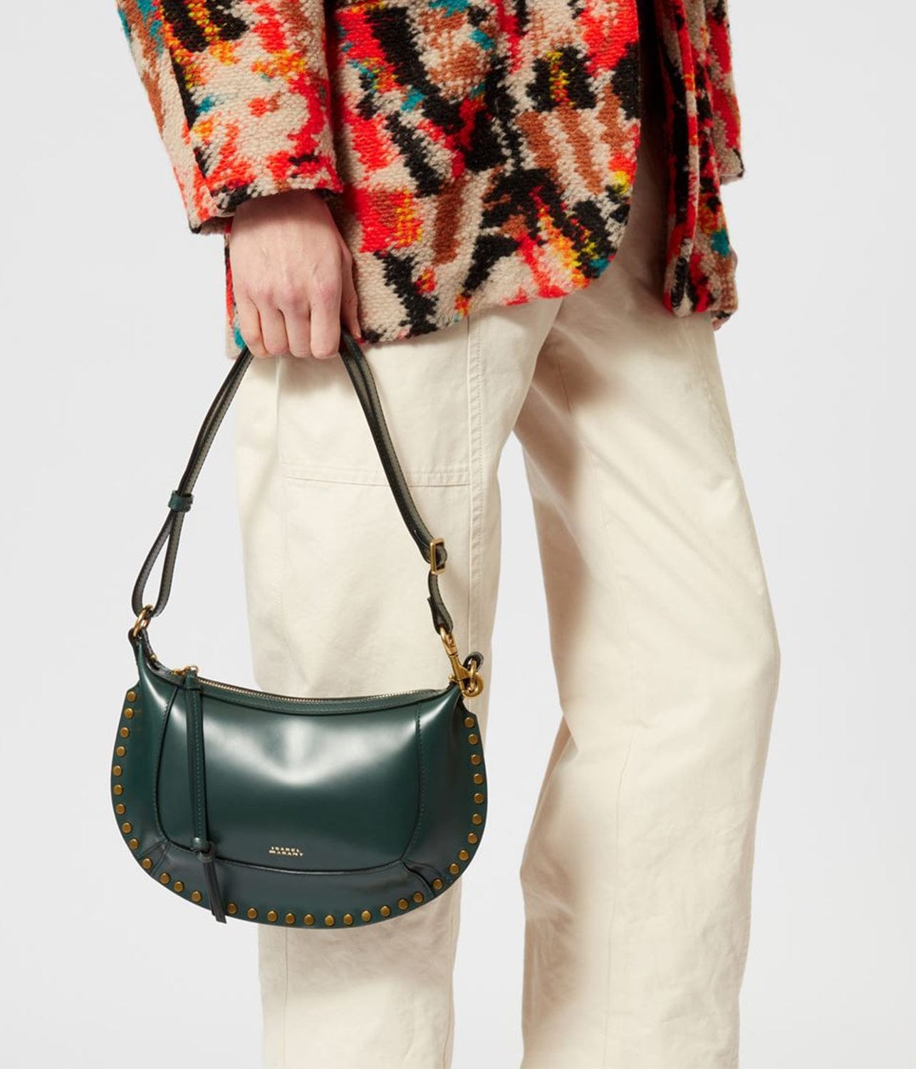 OSKAN MOON SHOULDER BAG- DARK GREEN | ISABEL MARANT |  ISABEL MARANT OSKAN MOON SHOULDER BAG- DARK GREEN