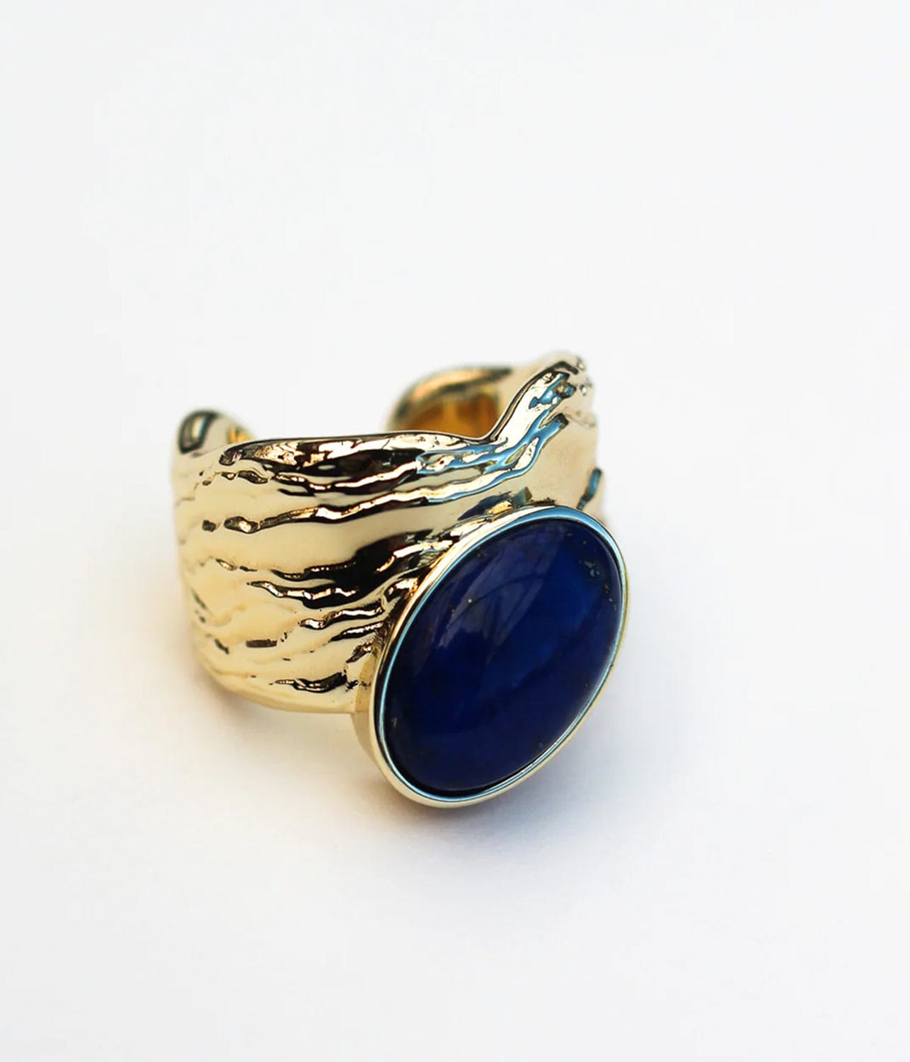 OYSTER SHELL GEMSTONE RING- GOLD AND LAPIS | F+H | F+H OYSTER SHELL GEMSTONE RING- GOLD AND LAPIS