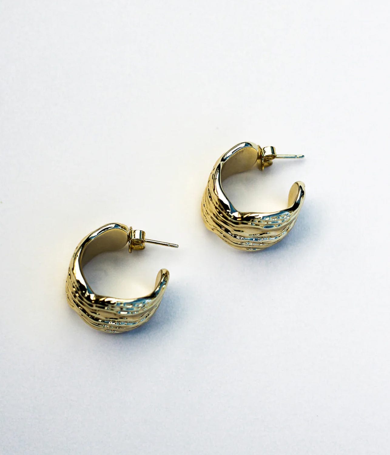 OYSTER SHELL LARGE HOOP EARRINGS- GOLD | F+H |  F+H OYSTER SHELL LARGE HOOP EARRINGS- GOLD