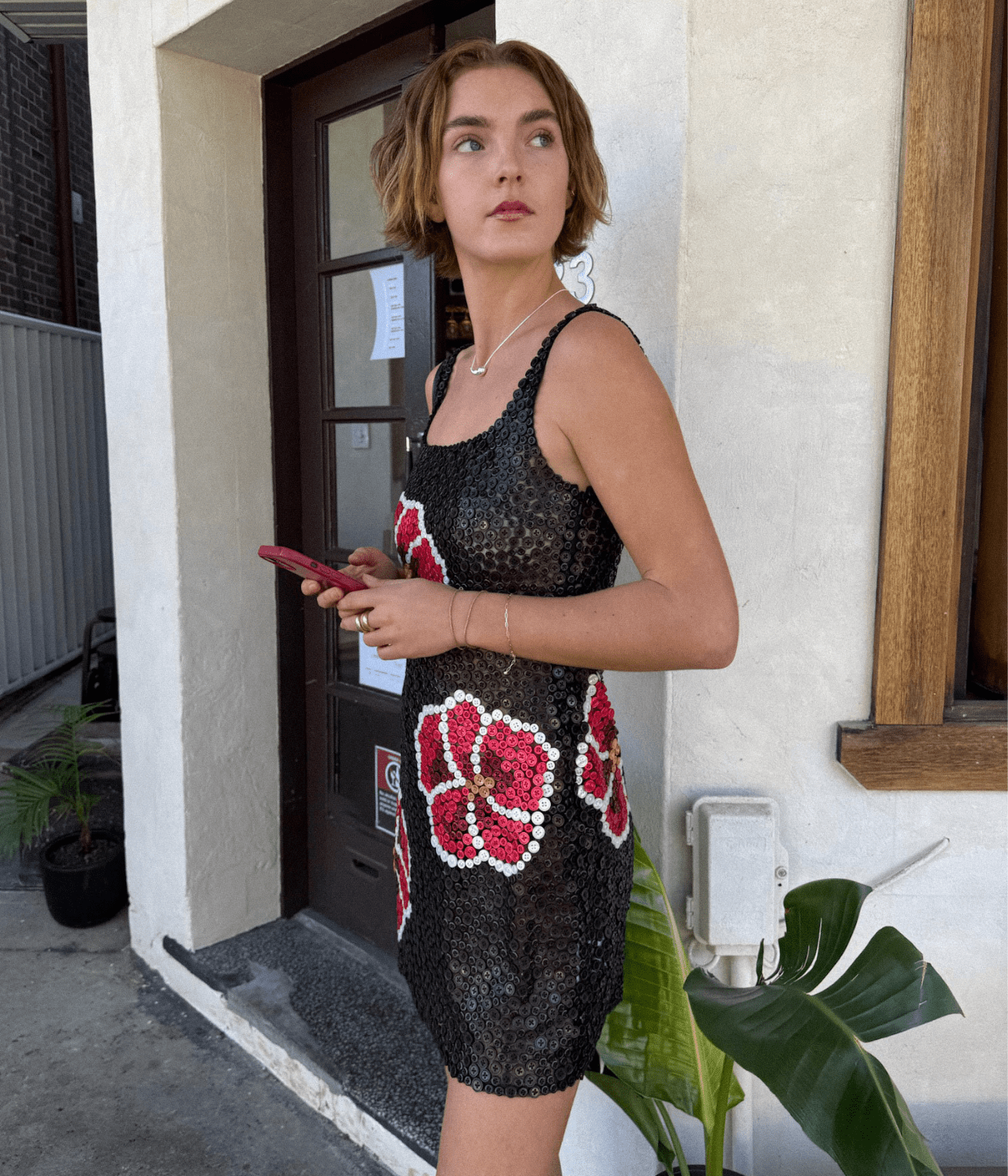 PANSY BUTTON MINI DRESS | WYNN HAMLYN WYNN HAMLYN PANSY BUTTON MINI DRESS
