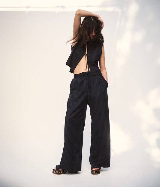 PINSTRIPE TAILORED PANT- BLACK | MATIN |  MATIN PINSTRIPE TAILORED PANT- BLACK