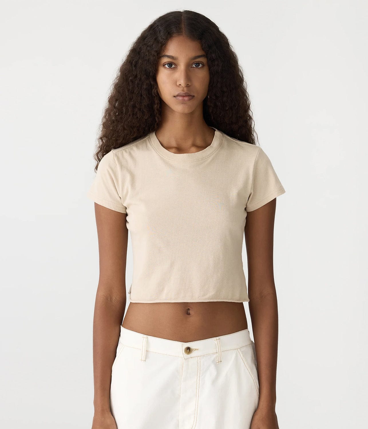 RAW EDGE BABY TEE- DUNE | BASSIKE |  BASSIKE RAW EDGE BABY TEE- DUNE