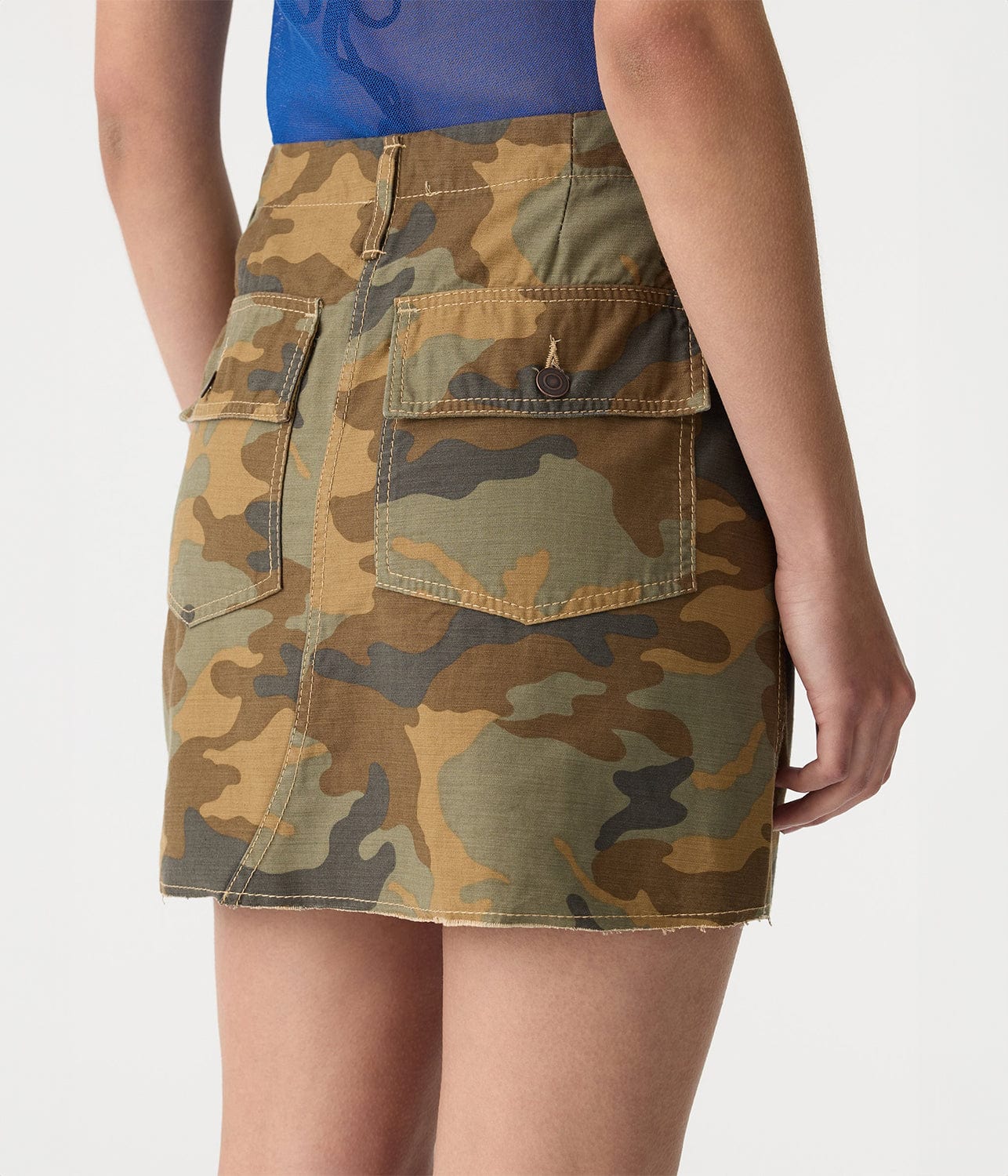 RAW EDGE CAMO SKIRT- CAMO | BASSIKE |  BASSIKE RAW EDGE CAMO SKIRT- CAMO