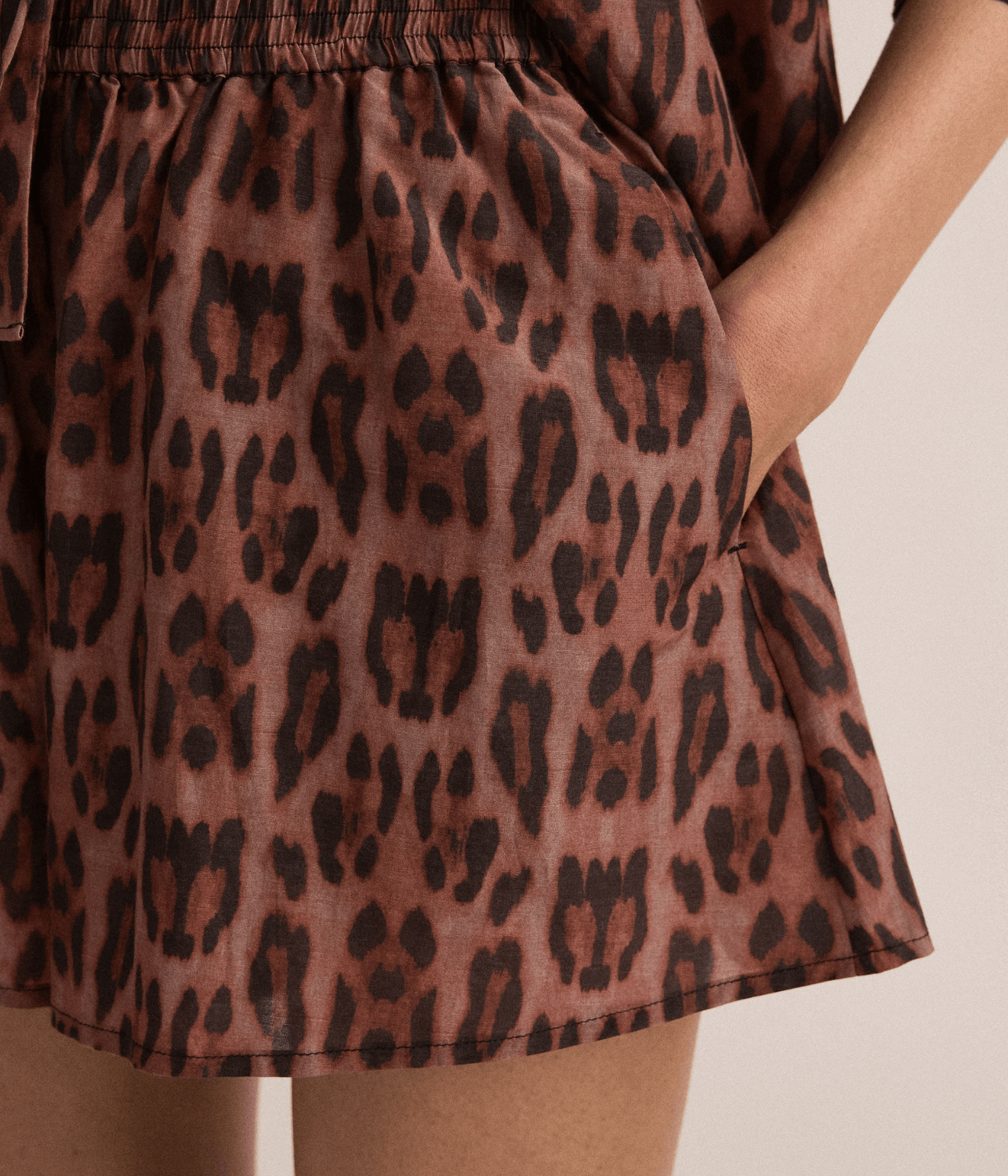 RELAXED SHORT | SUNSET LEOPARD | SARAH JANE CLARKE SJC MADE FOR TRAVEL RELAXED SHORT | SUNSET LEOPARD
