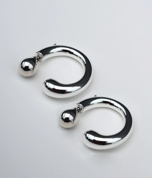 REVERSED HOOPS SILVER | F + H STUDIOS F+H REVERSED HOOPS SILVER