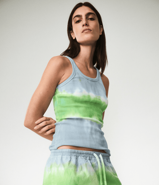 RIBBED SINGLET SILVER/PARAKEET | LUUDA  LUUDA RIBBED SINGLET