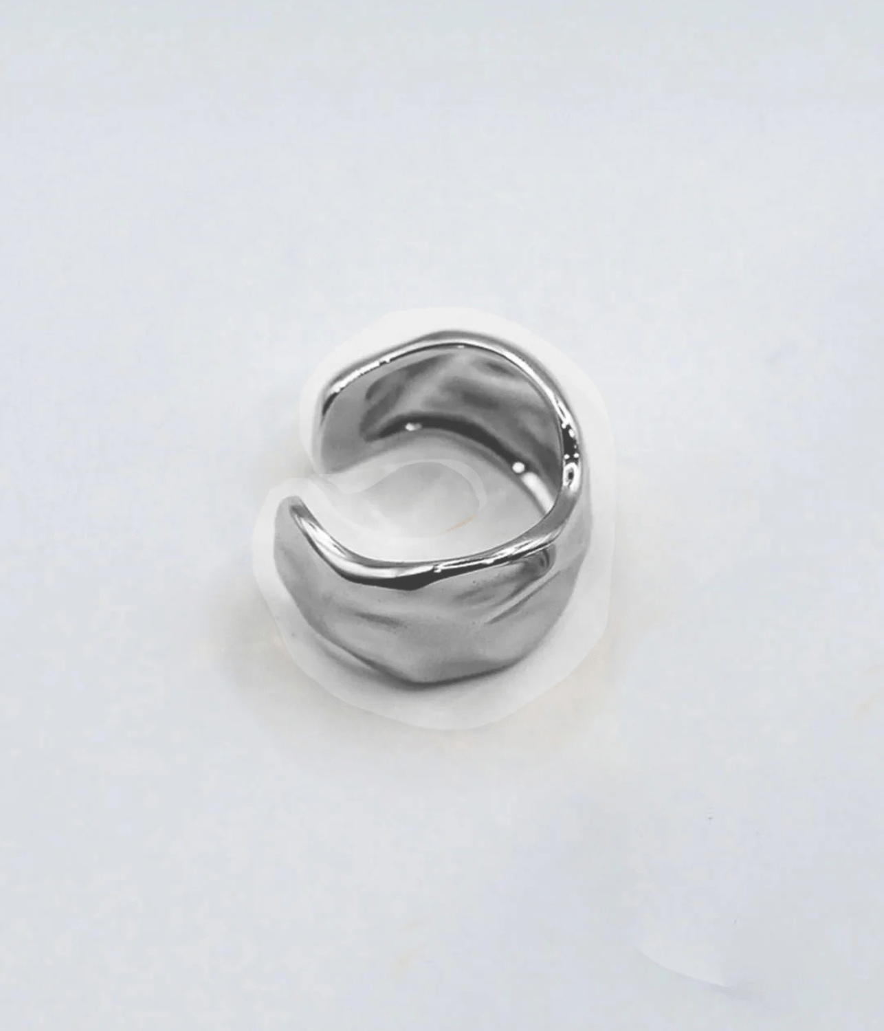 RIPPLED SHIELD UPPER-FINGER RING | SILVER F+H STUDIOS RIPPLED SHIELD UPPER-FINGER RING | SILVER