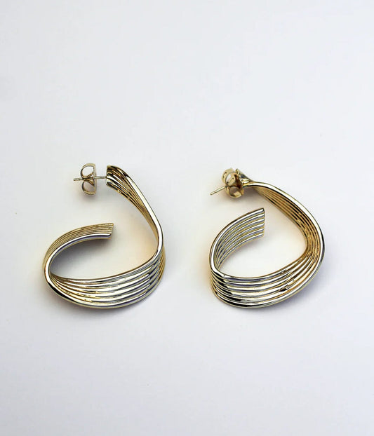 SCULPTURAL RIBBON EARRINGS- GOLD | F+H |  F+H SCULPTURAL RIBBON EARRINGS- GOLD