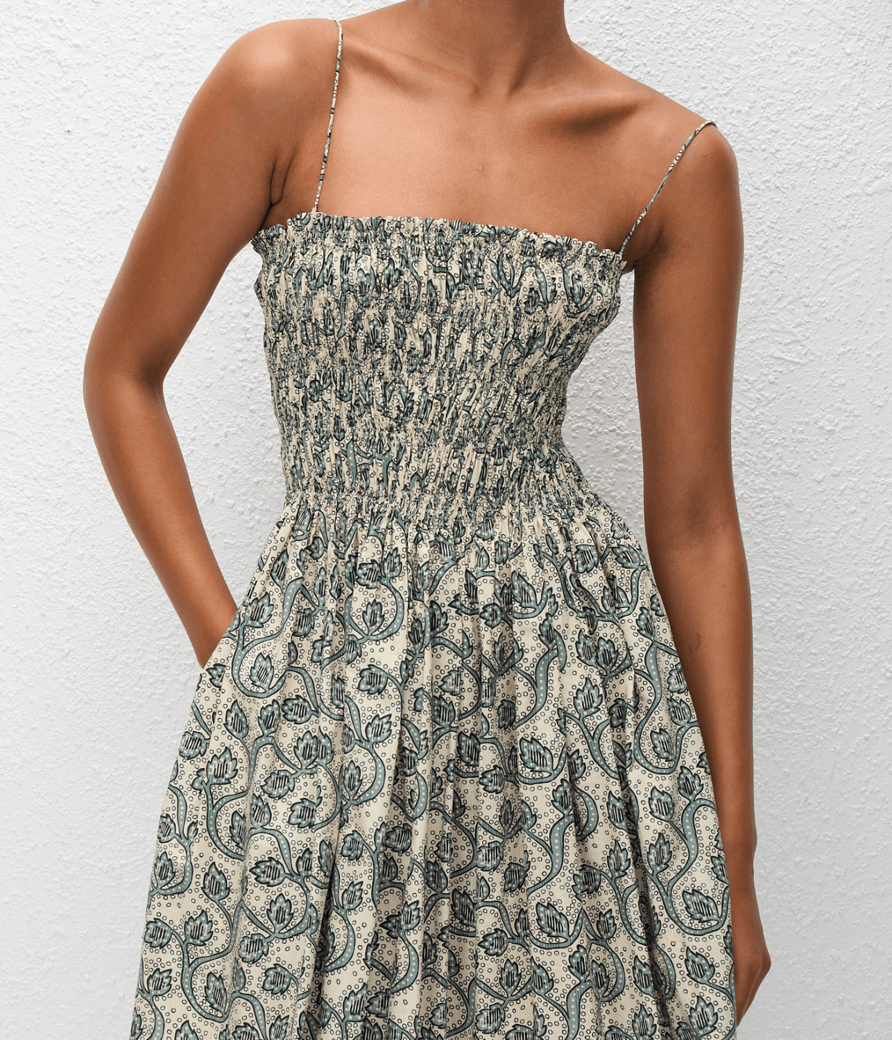 SHIRRED BODICE DRESS  | MATTEAU  MATTEAU SHIRRED BODICE MINI DRESS