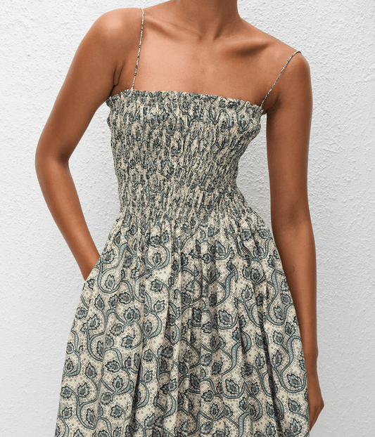 SHIRRED BODICE DRESS  | MATTEAU  MATTEAU SHIRRED BODICE MINI DRESS