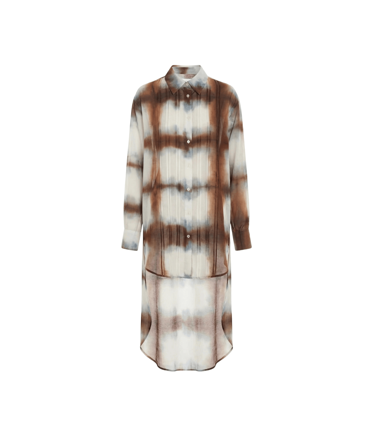 SILK COTTON PLEAT SHIRT DRESS CYPRESS CHECK | LUUDA LUUDA SILK COTTON PLEAT SHIRT DRESS CYPRESS CHECK